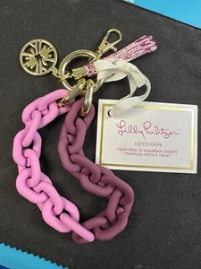 NWT Lilly Pulitzer Key Chain Bangle Bracelet Shell Pink & Purple Tassel Gold T - Picture 1 of 6