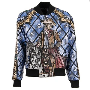 DOLCE & GABBANA Oversize Napoleon Lurex Bomber Jacket Blue 48 US 38 M 11176 - Picture 1 of 6
