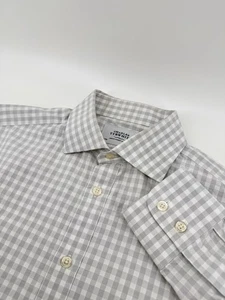 Charles Tyrwhitt grigio check cotone London Jermyn Street vestibilità slim 15,5-35 - Foto 1 di 8