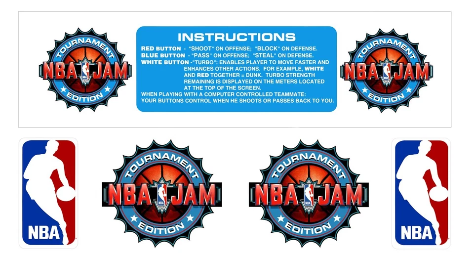 NBA Jam Arcade Arcade Cabinet Instruction Stickers - Image 1 of 1