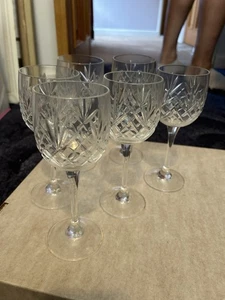 6 Crystal Wine Glasses 6.5" (16.5cm) Tall - Picture 1 of 3