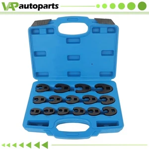 15pc 3/8 1/2in Drive Ratchet Extension Large Tool Crow foot Flare Nut Wrench Set - Picture 1 of 10