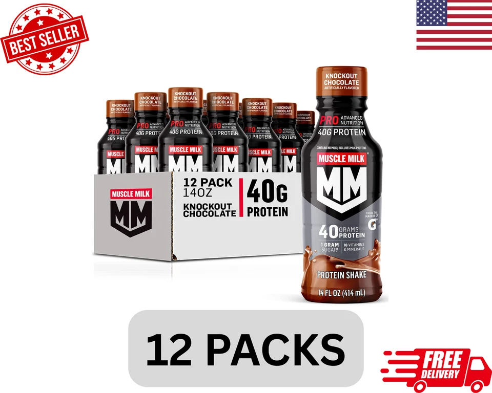 Batido de proteínas Muscle Milk Pro Series, chocolate Knockout, proteína 40G, 14 FL OZ, Foto 1 de 4