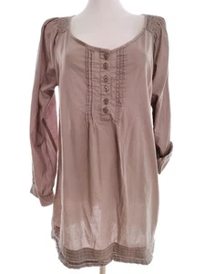 Vero moda Size L Beige Popover Tunic Blouse Cotton 100% Long Sleeve - Picture 1 of 5