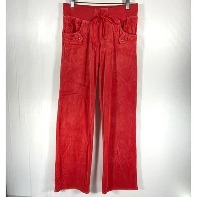 VTG 90s Y2K RocaWear Low Rise Red Velour Casual Lounge Pants Womens Medium - Image 1 of 4