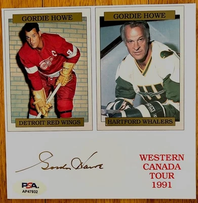 Gordie Howe Autograph Signed Card PSA/DNA COA Red Wings HOF - Image 1 of 2