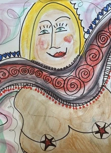 Free Spirit Gypsy Women Mixed Media Boho Moody Virgo Arts Collectible Ooak - Picture 1 of 5