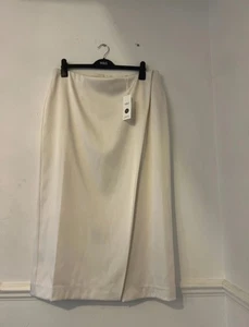 M&S SILK LOOK VERSATILE WRAP SKIRT IVORY WHITE UK 18 BNWT - Picture 1 of 6