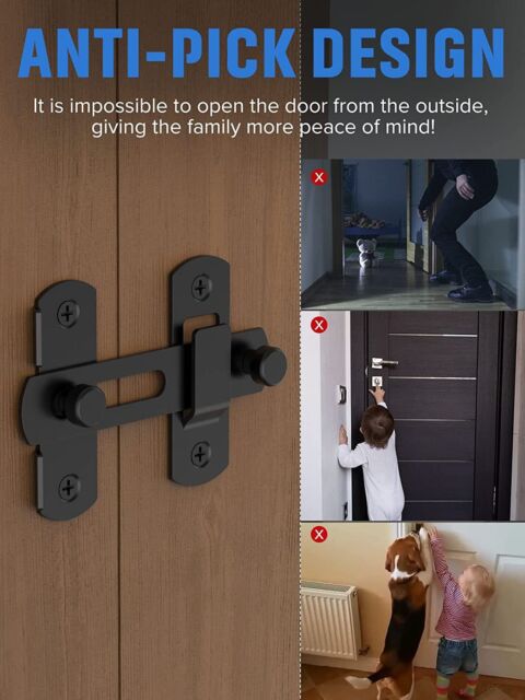 180 Degree Flip Sliding Barn Door Lock For Privacy - Safe Barn Door Locks  And Latches For Barn Door, Pet Door, Bathroom, Outdoor, Garage, Window, Slid