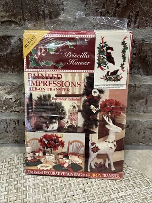 1992 Set Of 8 Priscilla Hauser Painted Impressions  Rub On Transfers - Christmas - Image 1 of 4