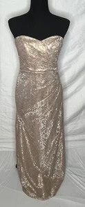 Davids Bridal Champagne Cream Strapless Lace Floor Length Wedding Gown Size 2 - Picture 1 of 10