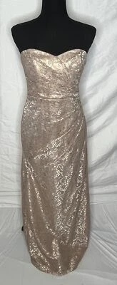 Vestido de Noiva Davids Champanhe Creme Sem Alças Renda Comprimento do Chão Tamanho 2 - Imagem 1 de 4