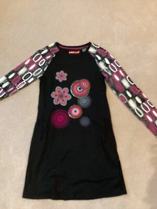 DESIGUAL GIRLS DRESS 13-14, COTTON LONG SLEEVED, SEQUINED TRIM FRONT , LOVELY - Picture 1 of 3