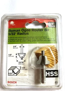BOSCH Roman Ogee Router Bit 5/32" Radius - 1/4" shank - New Old Stock HSS - Picture 1 of 2
