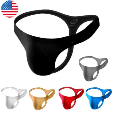 Men Thong Underwear Sexy Solid U Pouch Thongs & G-Strings T-back Briefs Pantie e - Image 1 of 4