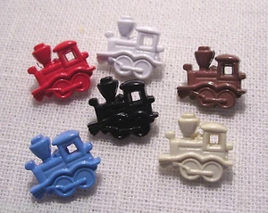 LOT 6 BOUTONS TRAIN LOCOMOTIVE VAPEUR * 16 x 14 mm * COUTURE SCRAPBOOKING - B31 - Picture 1 of 8