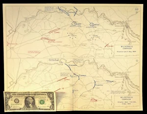 Vintage Civil War Map Battle of the Wilderness Campaign May 4th - 5th 1863 - Picture 1 of 9