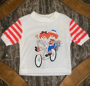 Vintage Raggedy Ann Andy Top Frottee Tuch Bobbs Merrill Mädchen Baby 1970er 12 Monate - Bild 1 von 7