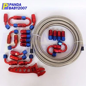 32.8FT STEEL BRAIDED AN6 6AN -6 AN-6 FUEL HOSE END OIL LINE FITTING AN WRENCH SR - Picture 1 of 5