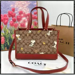 COACH Peanuts CE862 Shoulder Tote Bag Dempsey Carryall Signature Snoopy Outlet - Picture 1 of 6