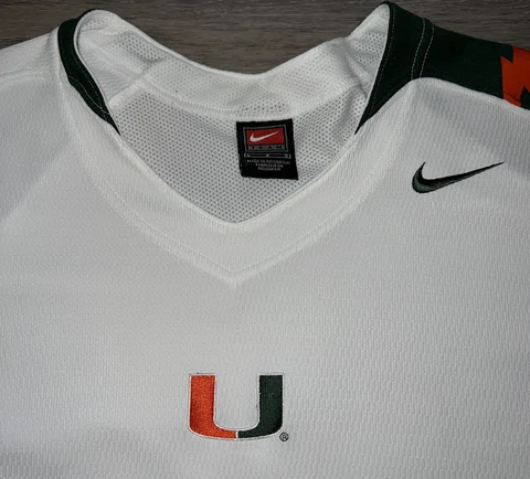 VTG NIKE MIAMI HURRICANES AUTHENTIC TEAM ISSUED SHOCKWAVE JERSEY ADULT LARGE Cover