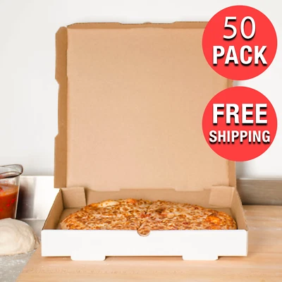 (50-Case) 16" x 16" x 2" White Corrugated Plain Pizza Bakery Square Take-Out Box - Image 1 of 4