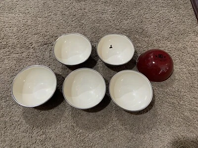 Paula Deen Signature Speckled Dark Red Enamel Ware 4.5" Small Bowl Set of 6 - Изображение 1 из 4