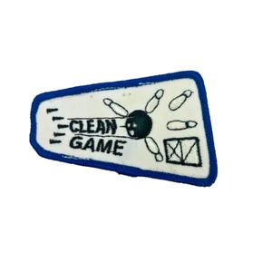 Vintage Clean Game Bowling Patch White Blue Border - Picture 1 of 2