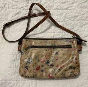Patricia Nash Prairie Rose Floral Double Zipper Crossbody Leather Purse - Picture 1 of 11