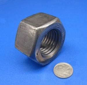  Grade 5 Steel, Heavy Wide Hex Nuts RH, 1 1/4"-7 x 2" W x 1 7/32" H, 3 Pc - Picture 1 of 11