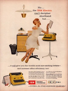 IBM Electric Typewriters Secretary Shorthand Office Yellow Vintage Print Ad 1956 - Picture 1 of 4
