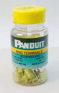 Terminales de anillo de nailon aislados #10 M5 Stud 12-10 AWG Panduit PN10-10R-L 50 un. - Imagen 1 de 3
