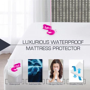 BEST PRICE -New Fully Fitted Waterproof Mattress Protector All Size Available - Picture 1 of 8