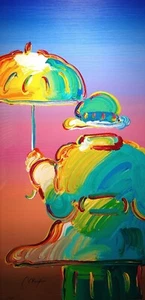 Peter Max "Umbrella Man" 32 1/2 x 16 1/4 Serigraph Signed, COA, $8150 appraisal - Picture 1 of 9