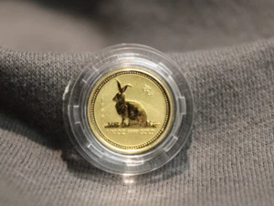 1999 $15 Australian 1/10 Gold RABBIT Coin Lunar Series I in Orig Capsule. - Picture 1 of 7