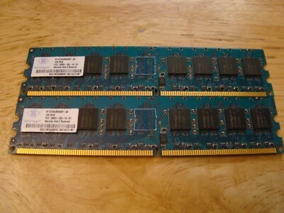 NT1GT64U8HA0BY-5A Nanya 1GBx2 PC2-3200 DDR2-400MHz non-ECCUnbuffered CL3 240-Pin - Image 1 of 4