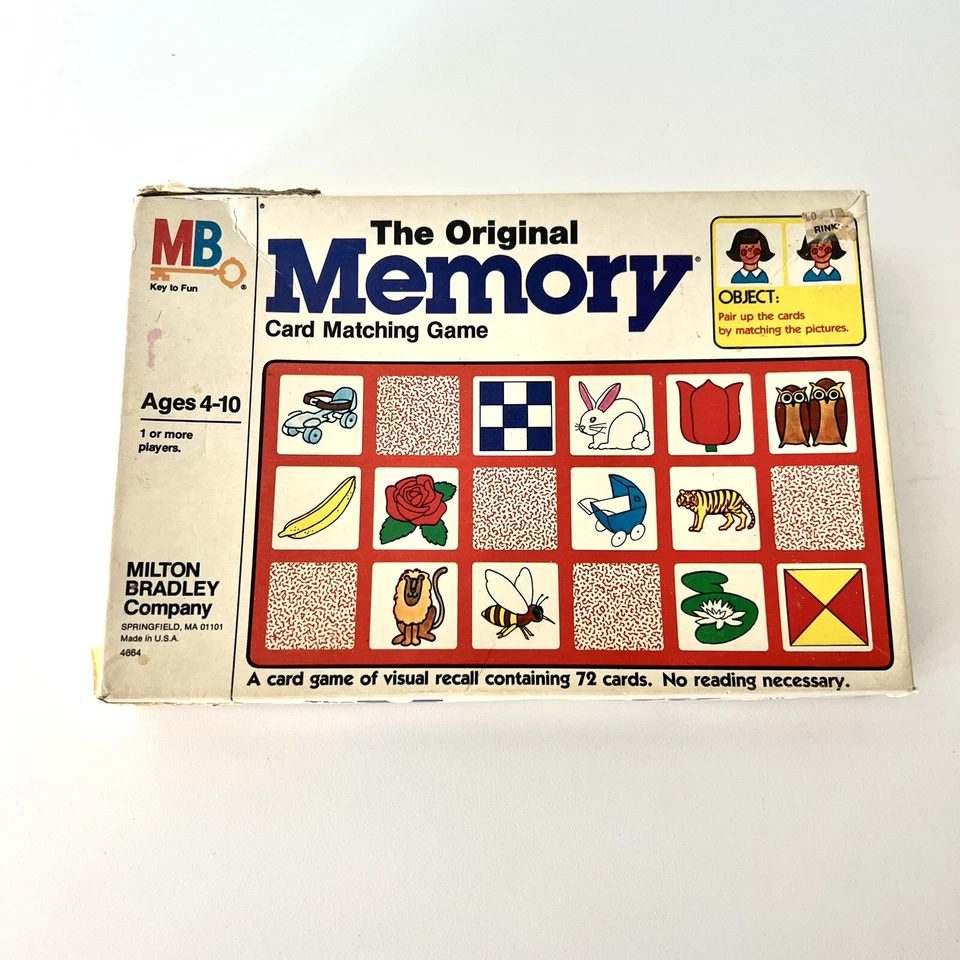 The Original Memory Card Matching Game 1980 Milton Bradley Foto 1 de 4