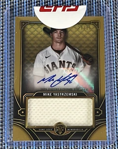 2022 Topps Triple Threads Single Jumbo Relics Gold /25 Mike Yastrzemski Auto SSP - Picture 1 of 3