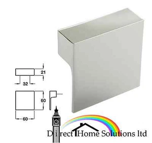 2 x Hafele Dexter 60mm Square L Shape Pull Knob Kitchen Cupboard Door Handle - Picture 1 of 5