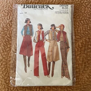 1978 BUTTERICK #5018 - DAMEN RETRO HÖSCHEN - HOSE & WESTE MUSTER GRÖSSE 14 - Bild 1 von 3