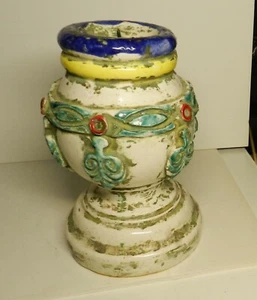 DAO-bx -- MEXICO POTTERY PRICKET CANDLE HOLDER 7 1/4" H, holds 2" WIDE CANDLE, - Foto 1 di 7