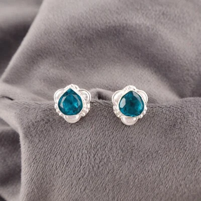 Apatite纯银耳钉艺术装饰妻子感谢日耳环珠宝首饰 — 第 1/4 张图片