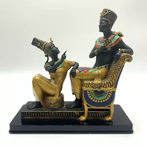 Heavy King Tutankhamun With Queen Ankhesenamun Resin stone Figurine - Picture 1 of 7
