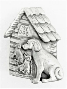 DOG HOUSE DESIGN MINIATURE PEWTER JEWEL BOX - W/EARRINGS, PENDANT AND BROOCH - Picture 1 of 6