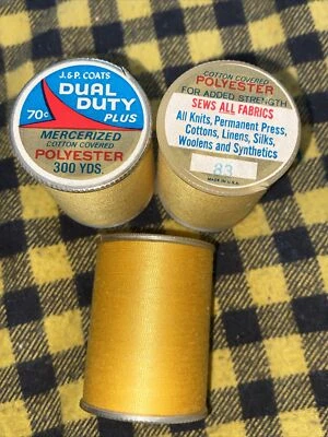 3 Lot Coats & Clark Gold #83 Dual Duty Sews All Fabrics Thread 300 Yd Each - Image 1 of 4