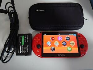 PlayStation PS Vita PCH-2000 ZA26 Metallic Red Sony Console ,pouch ,Charger