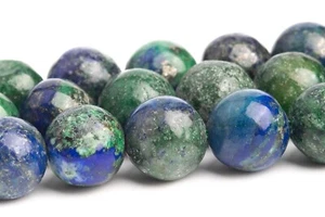 Cuentas sueltas redondas de piedras preciosas pepita de 10 mm de azurita verde y azul - Imagen 1 de 4