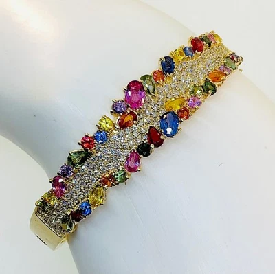 Brazalete Effy Acuarelas Oro Amarillo 14k Multi Zafiro y Diapositiva *RTL $12,595* Foto 1 de 4