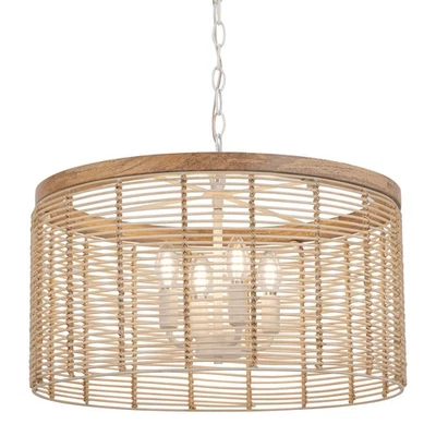 Maxim 22445 Vannerie 4 Light 20"W Wood Pendant - Ecru - Image 1 of 4