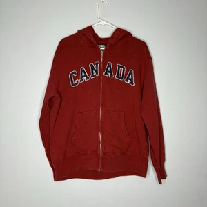 Roots Canada Pullover Herren M rot Logo Full Zip Taschen Fleece Hoodie Spruch - Bild 1 von 5